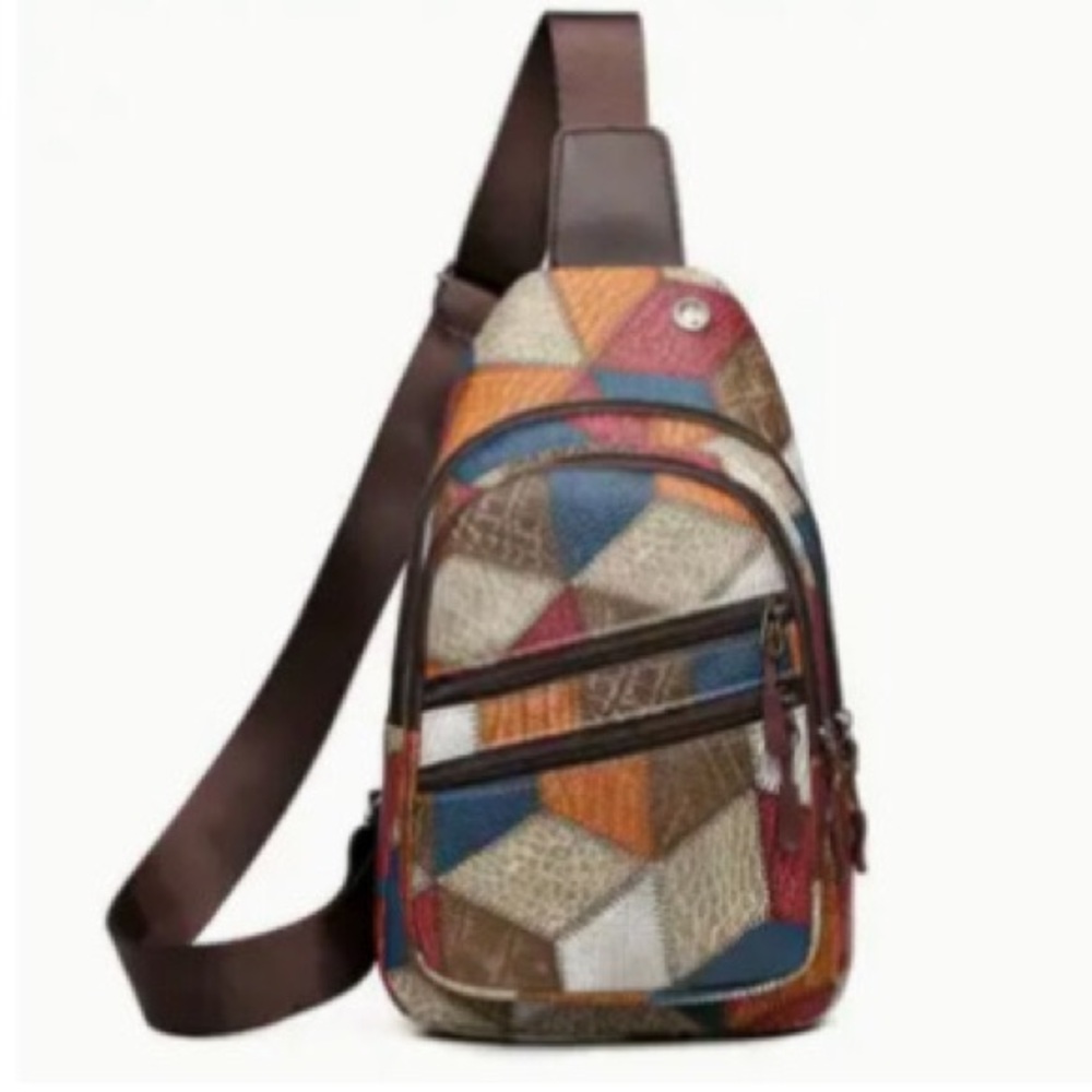 New Autumn Patchwork Neutral Tones Crossbody Bag - image 1